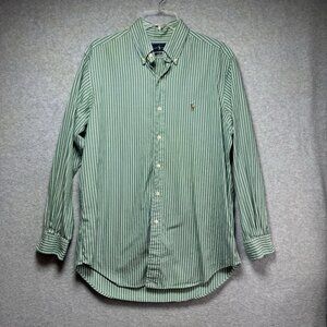 Polo Ralph Lauren Striped Button Down Shirt Mens 15.5 Classic Large Green White